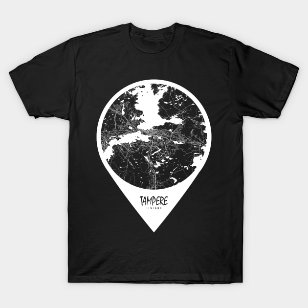 Tampere, Finland City Map - Travel Pin T-Shirt by deMAP Studio